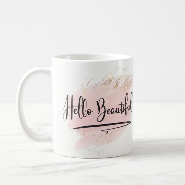 Hallo schöne rosa Watercolor-Tasse Tasse (Links)