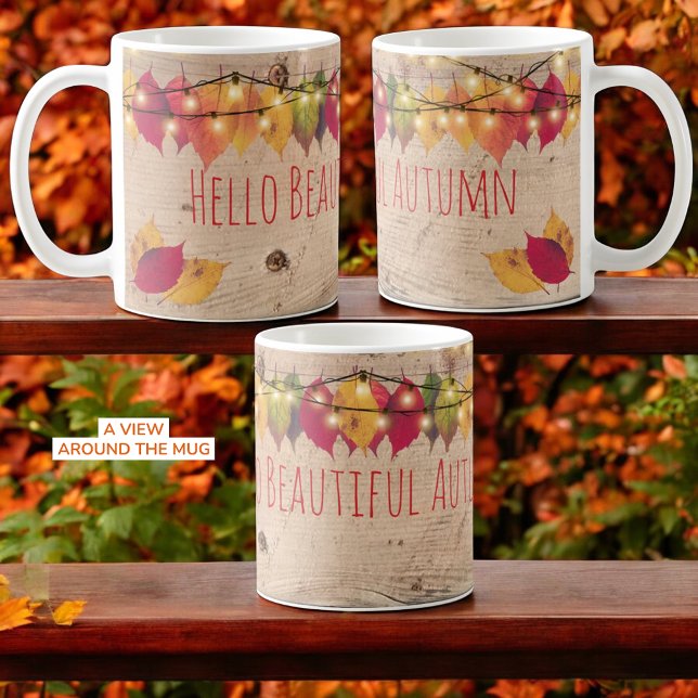 Hallo Schöner Herbst lässt glänzende Lichter Kaffeetasse (Template fall inspired ceramic mug design.)