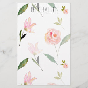 Hallo schönes Aquarell mit Blumen Briefpapier