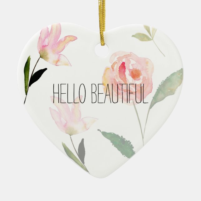 Hallo schönes Aquarell mit Blumen Keramikornament (Vorne)