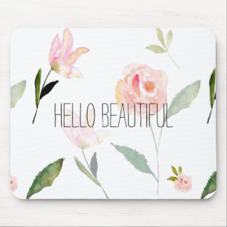 Hallo schönes Aquarell mit Blumen Mousepad