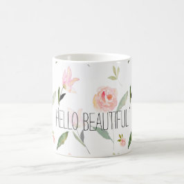 Hallo schönes Aquarell mit Blumen Tasse