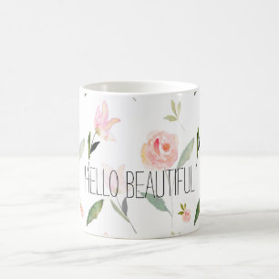 Hallo schönes Aquarell mit Blumen Tasse