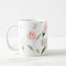 Hallo schönes Aquarell mit Blumen Tasse