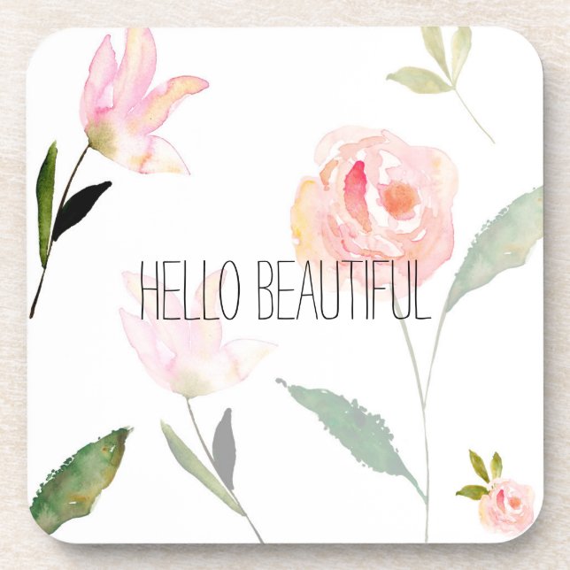 Hallo schönes Aquarell mit Blumen Untersetzer (Vorderseite)
