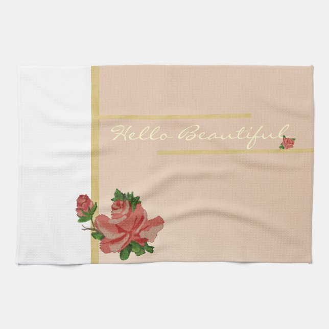 Hallo Schönes Vintages Rosen Handtuch (Horizontal)
