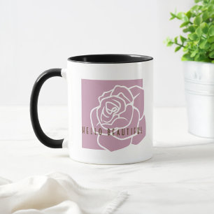 Hallo Schönheit - Stylische moderne rosa Rosen-Kaf Tasse