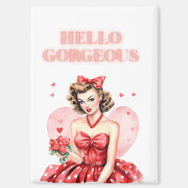 Hallo Schönheit Vintage-Valentinstag-Pin-Up-Magnet Magnet