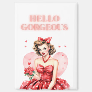 Hallo Schönheit Vintage-Valentinstag-Pin-Up-Magnet Magnet