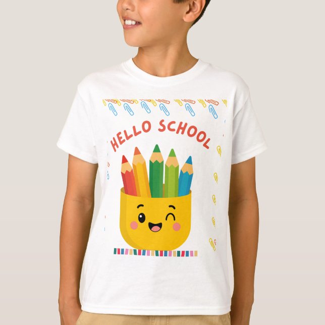 Hallo Schule: Farbige Lernreise.  T-Shirt (Vorderseite)