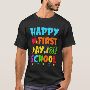 Hallo Schule glücklich ersten Tag der Schule Lehre T-Shirt