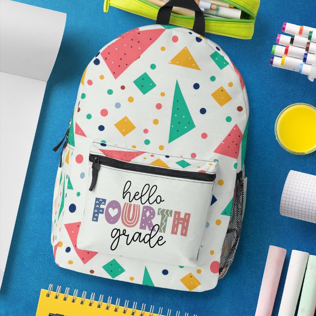 Hallo Schule Grade farbenfroh geometrisch Bedruckter Rucksack (Hello school Grade colorful geometric Printed Backpack)