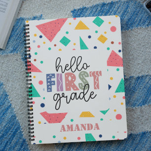 Hallo Schule Grade farbenfrohe geometrische indivi Notizblock