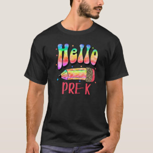 Hallo Schule Leopard Gefärbte Krawatte Stift Hallo T-Shirt