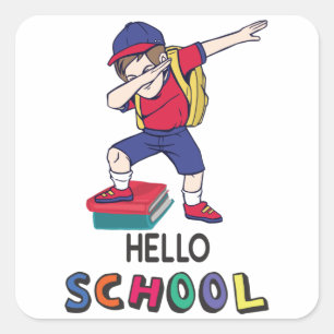 Hallo Schule Quadratischer Aufkleber