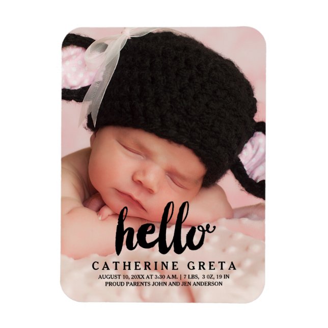 Hallo-Script | Baby Birth Announcement Magnet (Vertikal)
