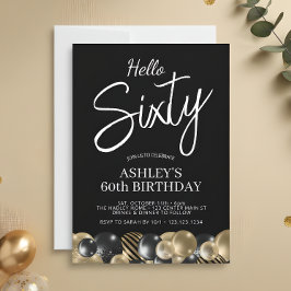 Hallo Sechzig Modern Script 60. Geburtstag Einladung