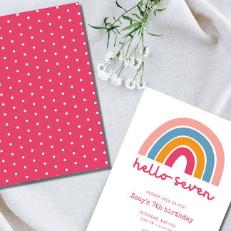 Hallo Seven Rainbow Girl's 7. Geburtstag Einladung