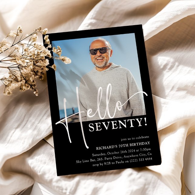 Hallo! SIEBENTY! Minimal 70. Geburtstagsparty Einladung (Von Creator hochgeladen)