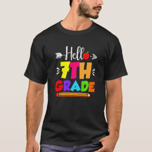Hallo Siebte Klasse 7. Klasse Kinder Lehrer Stoff T-Shirt