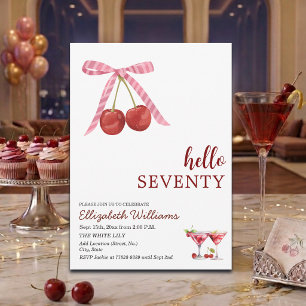 Hallo Siebzig Cherry Martini Geburtstagsfeier Einladung