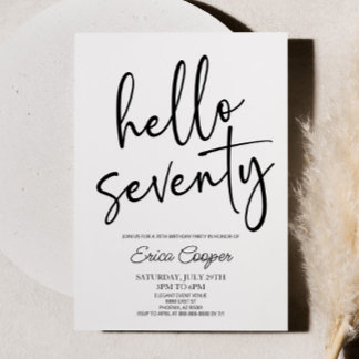 Hallo Siebziges Minimal Elegant 70. Geburtstagspar Einladung