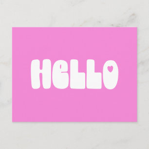 Hallo Simple Retro Typografy Gruß in Pink Postkarte
