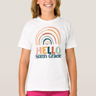 Hallo Sixth Grade boho Regenbogenschule lässig T-Shirt