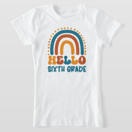 Hallo Sixth Grade Retro Stil boho Regenbogen T-Shirt