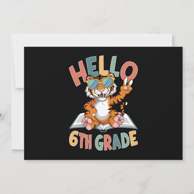 Hallo Sixth Grade Tiger Lover Zurück zur Schule Einladung (Vorderseite)