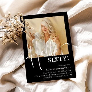 Hallo, SIXTY! Minimal 60. Geburtstagsparty Einladung