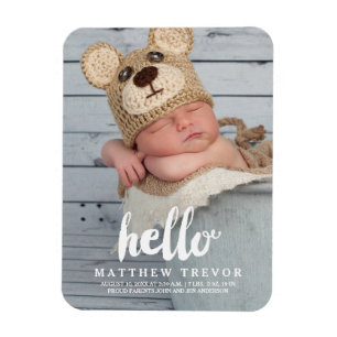 Hallo Skript Baby Geburtsankündigung Magnet
