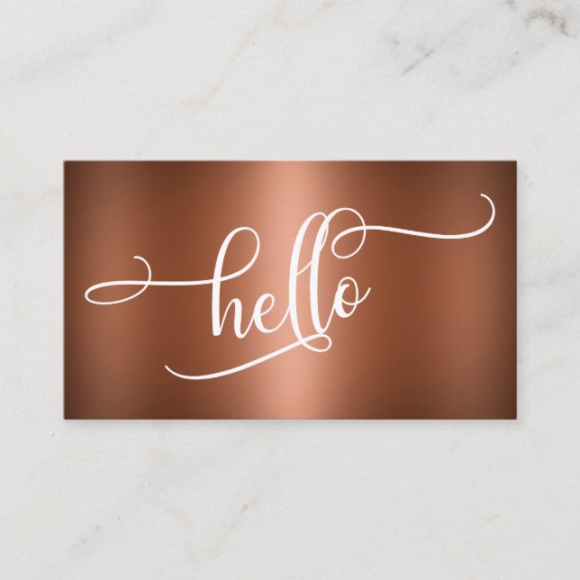 Hallo Skript-Typografie über glattem Imitat-Kupfer Visitenkarte (Vorderseite)