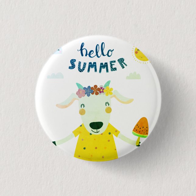Hallo Sommer Abzeichen 2,50 cm - Düne Button (Vorderseite)