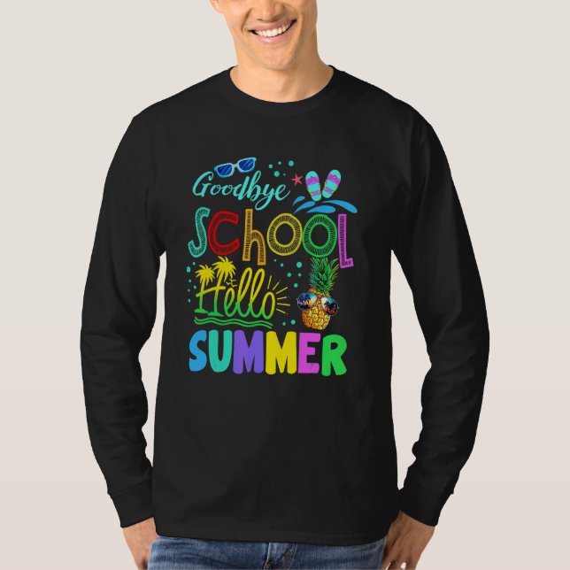 Hallo Sommer am letzten Schultag Button T-Shirt (Vorderseite)
