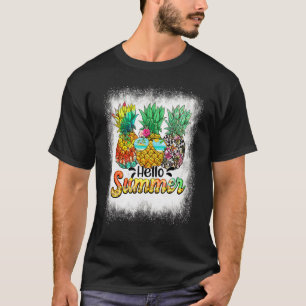 Hallo Sommer Ananas Brille Beach Vibe gebleicht T-Shirt