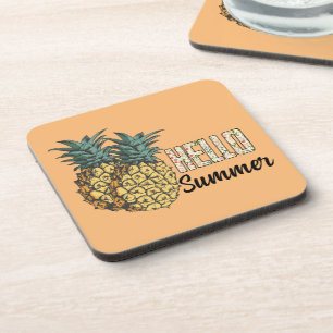 Hallo Sommer Ananas Getränkeuntersetzer