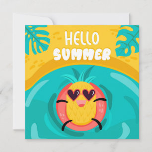 Hallo Sommer Ananas Grußkarte am Strand
