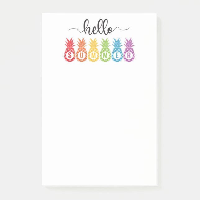 Hallo Sommer Ananas Post-it Klebezettel (Vorderseite)