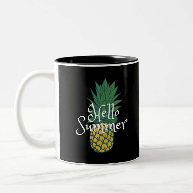 Hallo Sommer Ananas Zweifarbige Tasse (Links)