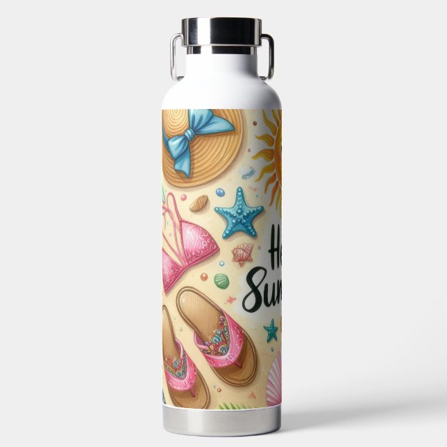 HALLO SOMMER BADEANZUG FLIP FLOPS SEESTERN TRINKFLASCHE (Vorderseite)