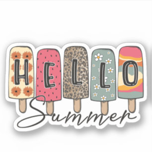 Hallo Sommer Buntes Eis Retro Aufkleber