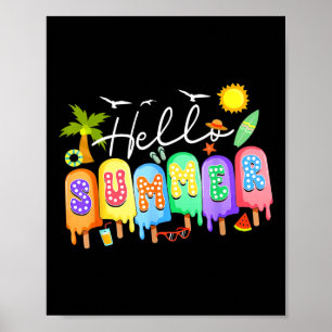 Hallo Sommer Coole Bunte Popsicle-Grafik Sommer Poster