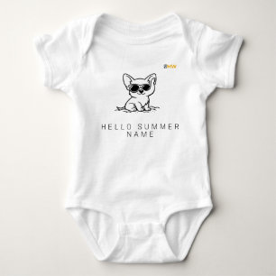 Hallo Sommer Corgi Welpe Benutzerdefinierter Name Baby Strampler