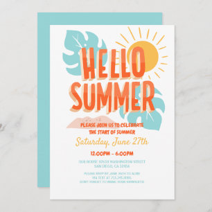 Hallo Sommer, Ende der Schule Party, Pool Party Einladung