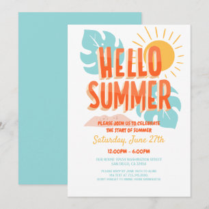 Hallo Sommer, Ende der Schulparty, Poolparty Einladung