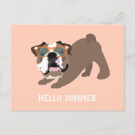 Hallo Sommer Englisch Bulldog Orange Postkarte