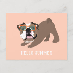 Hallo Sommer Englisch Bulldog Orange Postkarte