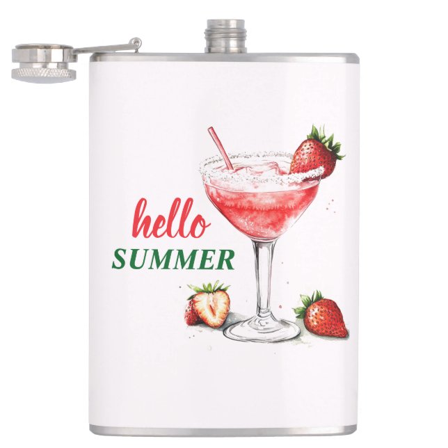 Hallo Sommer | Erdbeer-Cocktail-Flasche Flachmann (Geöffnet)