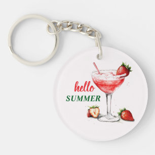Hallo Sommer   Erdbeer-Cocktail-Schlüsselanhänger Schlüsselanhänger